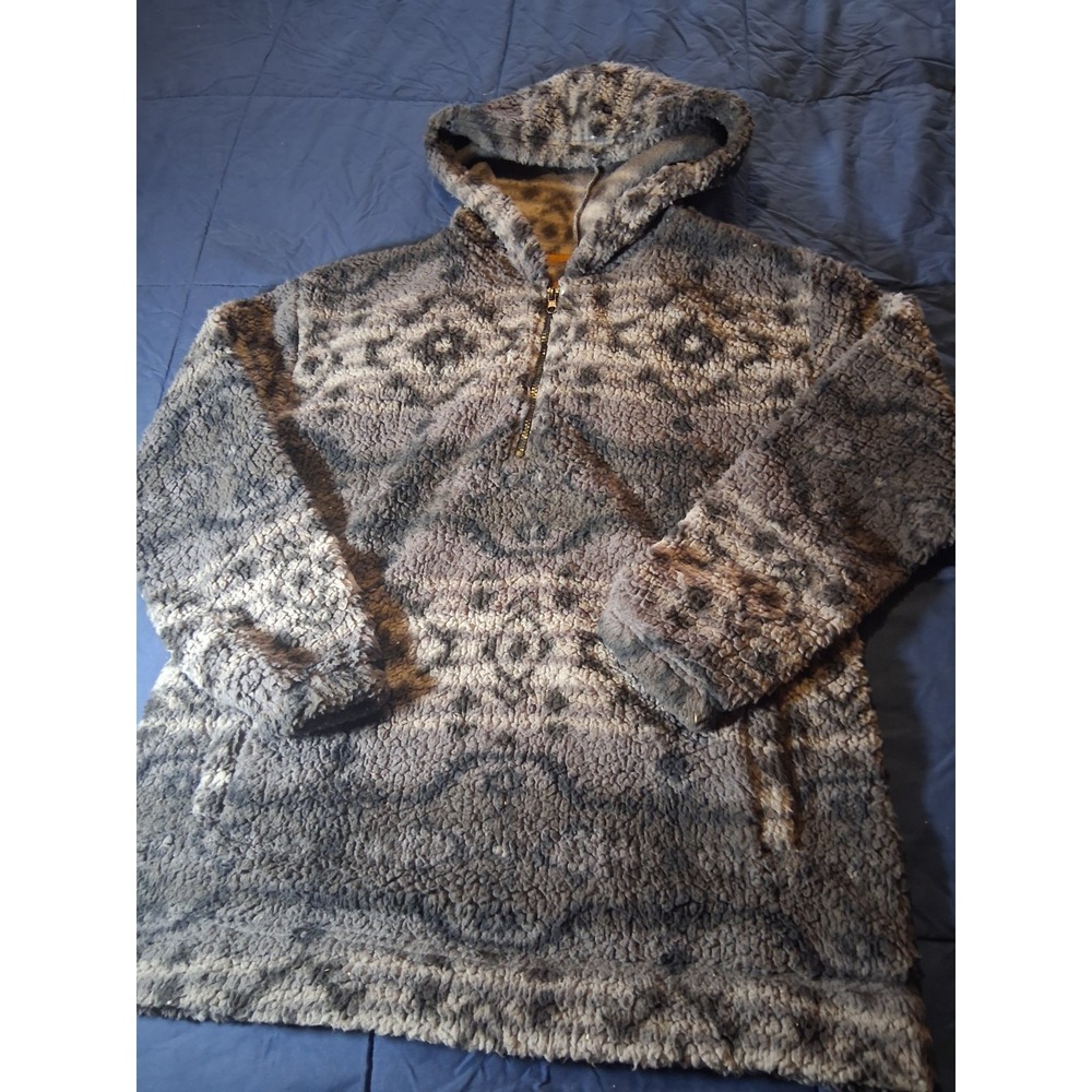 Koolaburra by UGG Brushed Back Sherpa Hoodie Pullover (Black Geo Medium) A544816
